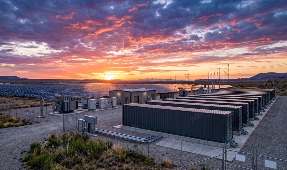 Battery Energy Storage System Facility at Sunset